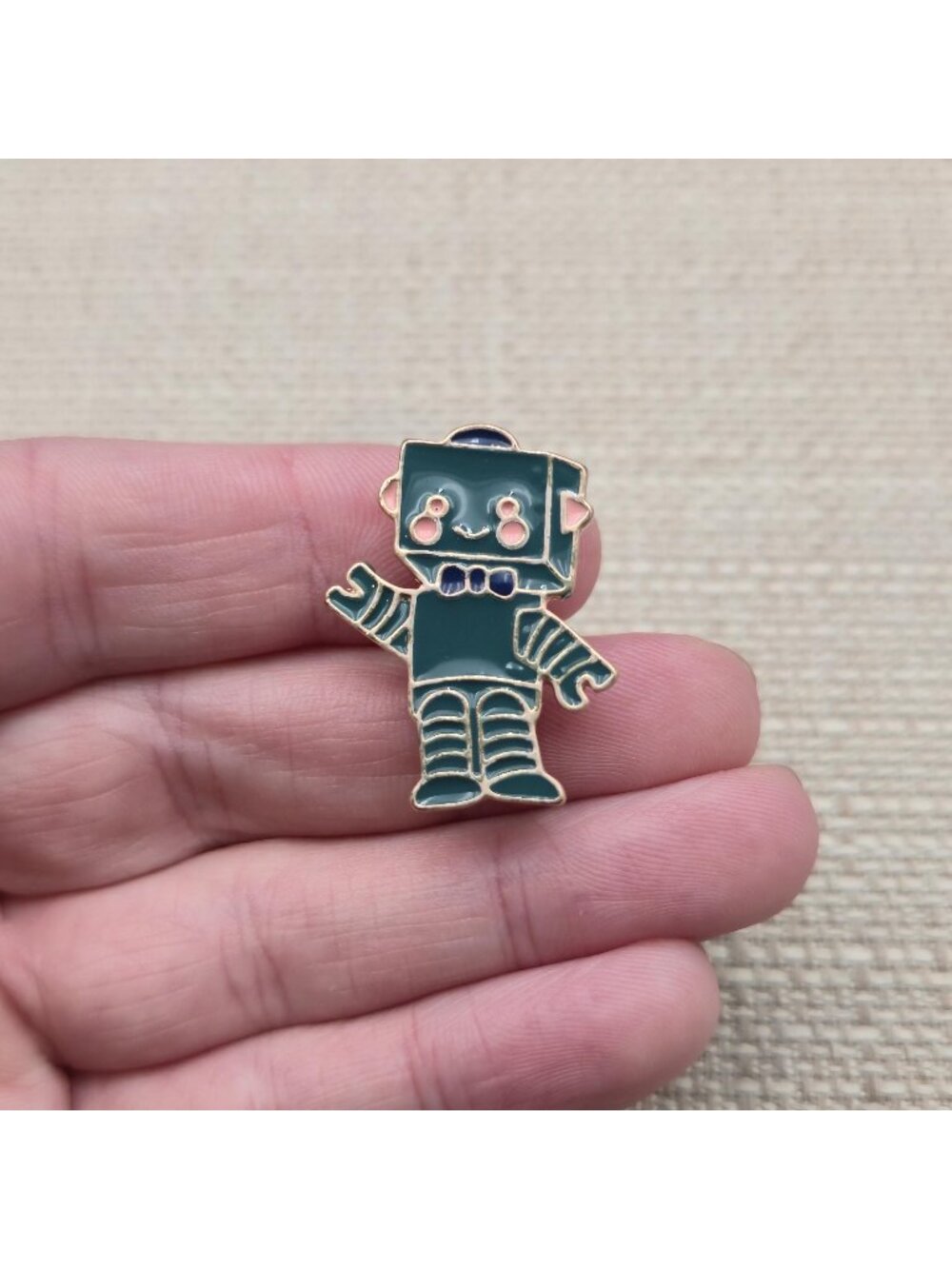 Cute Green Robot Enamel Pin Kawaii Sci Fi Lapel Badge A8856